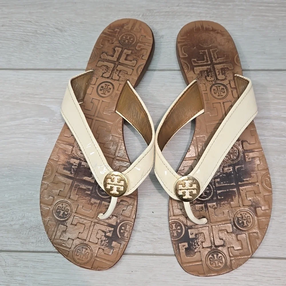 Tory Burch Women's Thong T Strap  Sandals Slide Flats Shoes Sz 8M